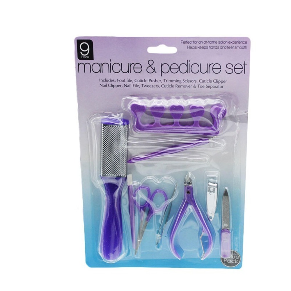 3 Pack Pedicure Set 9pc. Manicure and Pedicure Set Purple